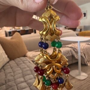 Gold and Multicolor Beaded BEN-AMUNT Dangle Earrings